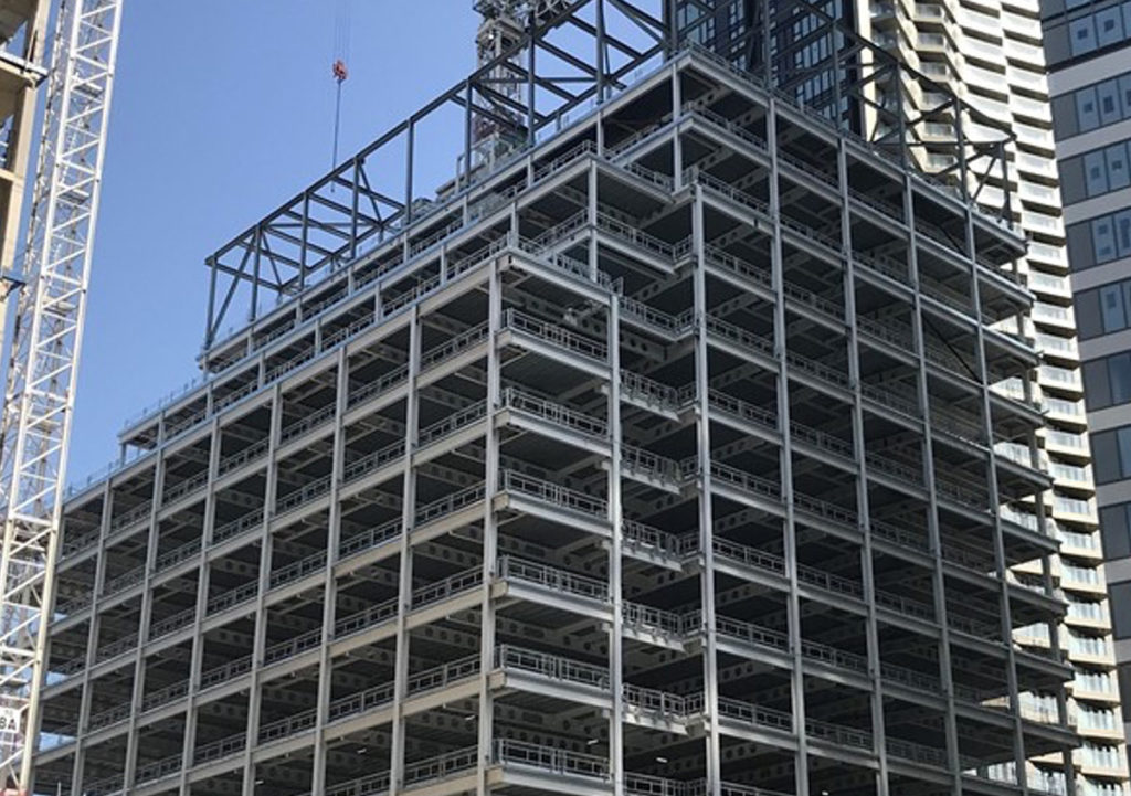 D1/D2 Wood Wharf steel frame during construction