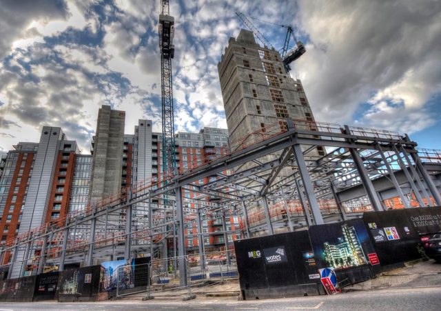 Central Square steel frame during construction