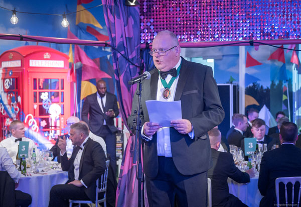 Mark Denham giving a speech at the BCSA Dinner in Madam Tussauds