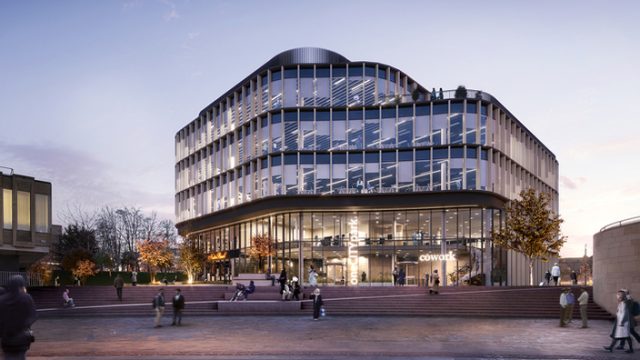 Office block with curved perimeter